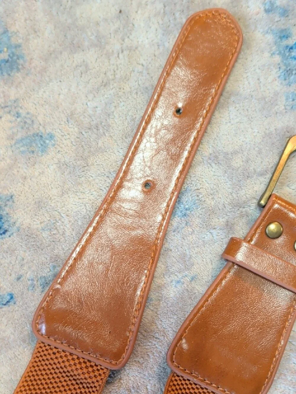 Brown Stretchable Braid Belt with Leather Trim - NWOT - Unisex Women's 29